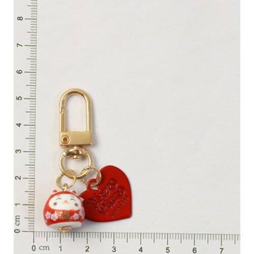 Trendy Keychains Car Keys Key Chains Bag Decor Japanese Lucky Cat Heart Pendant Charms for Airpods for Samsung Galaxy Buds Gifts