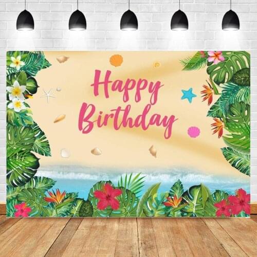 Tropical Cartoon Baby Girl Vinyl Photography Backdrop 1st Birthday Party Photo Shoot Background For Kids Portrait Photo Studio