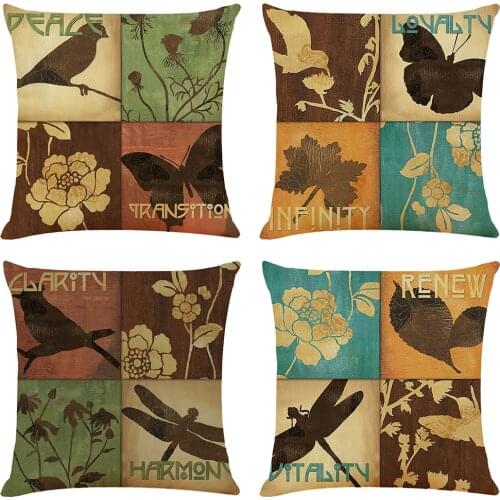 Vintage Leaf Cushion Cover Decorative Pillows Cartoon Seat Cushions Home Decor Flax Throw Pillow Sofa Pillowcase