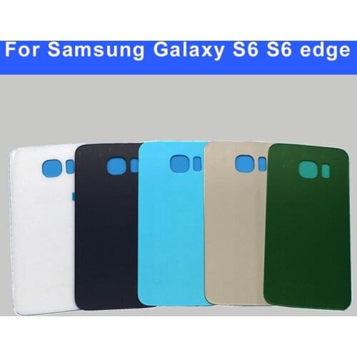 10pcs New Raw material Rear Battery Door for Samsung Galaxy S6 g920 s6 edge g925 six Back Glass Housing Cover + Sticker