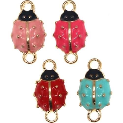 10Pcs Cute Beetle Charms Enamel Insect Charm For Making Jewelry Finding Fashion Earring Charm Necklace Bracelet Charms Materials