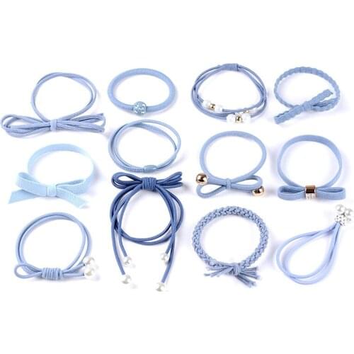 12 Pcs/bottle Ribbon Bowknot Hair Ropes Rubber Band Cute Hair Ties Bow Elastic Hair Band Women Girls Hair Accessories juany