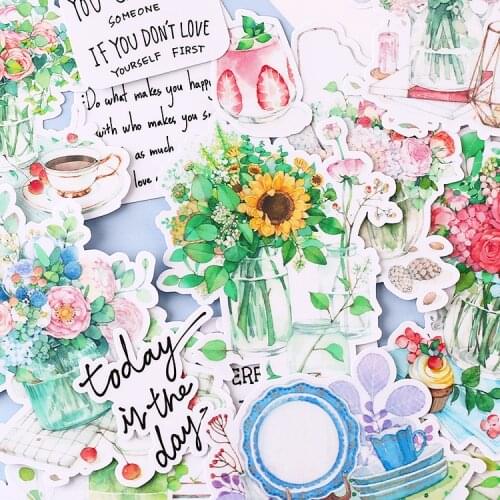 17pcs Creative cute kawaii self-made Flower after noon hand painted scrapbooking stickers/decorative /DIY craft photo albums