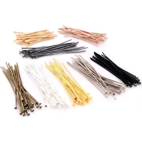 200pcs/Bag 20 25 30 40 50 60mm Flat Head Pins Gold/Silver Color/Bronze/Rhodium Headpins For Jewelry Findings Making DIY Supplies