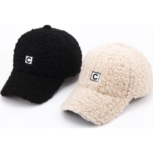 CNTANG 2021 Baseball Cap For Women Fashion C Letter Hip Hop Caps Winter Warm Faux Mohair Velvet Ladies Hat Autumn Snapback Kpop