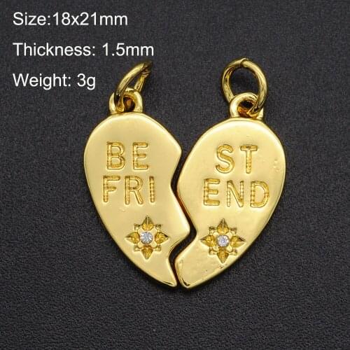 3pairs/lot Alloy Stones Best Friend Charm Pendants Wholesale Bracelet Making Charms Necklace Pendants Accept OEM Order