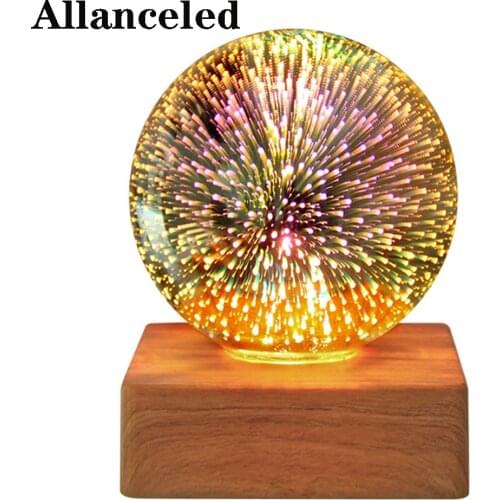 3D Firework Night Light USB Power Glass Starry Sky light Magic Crystal Ball Decorative Lamp Colorful Nightlight Christmas Gift