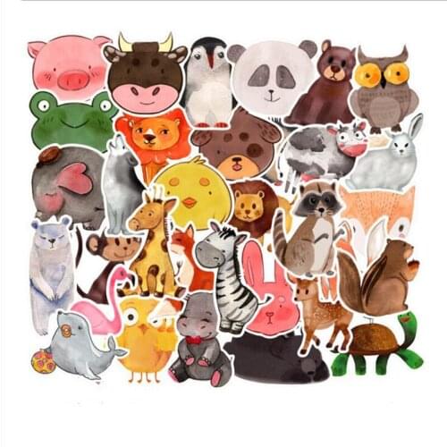 50pcs/Lot Waterproof Super Cute Cartoon Animal Stickers For Car Laptop Bicycle Decals Kids Gift Luggage Refrigerator Sticker