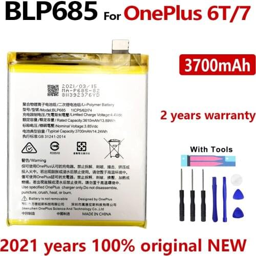 100% Original 3700mAh BLP685 Battery For OnePlus 6T A6010 One Plus 7 Mobile Phone In Stock Batteries Batteria With Gift Tools