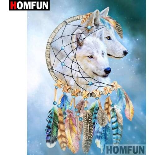 HOMFUN Full Square/Round Drill 5D DIY Diamond Painting "Dream wolf" 3D Diamond Embroidery Cross Stitch Home Decor A18510