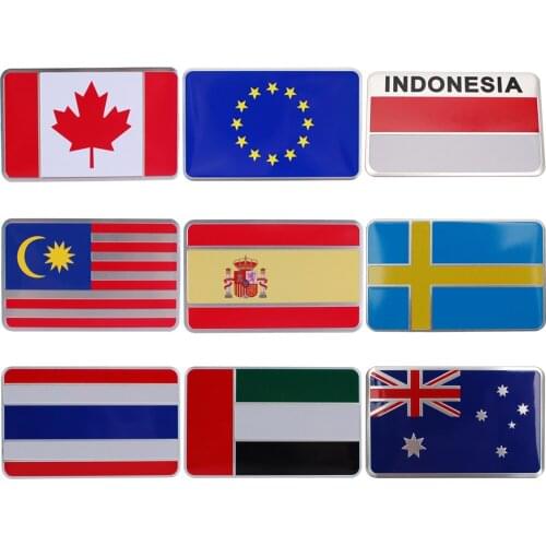 Auto Decoration Aluminum Sticker Emblem National Flag Decal for Ford Focus Nissan Camry Fiat Tiguan Benz Lexus Jaguar Honda