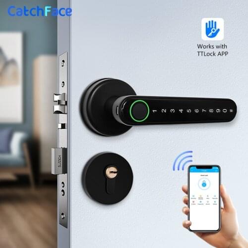 Bluetooth Biometric fingerprint lock with Keys TTlock APP Digital Smart door lock Electronic Handle Lock Wifi Alexa/Google Home
