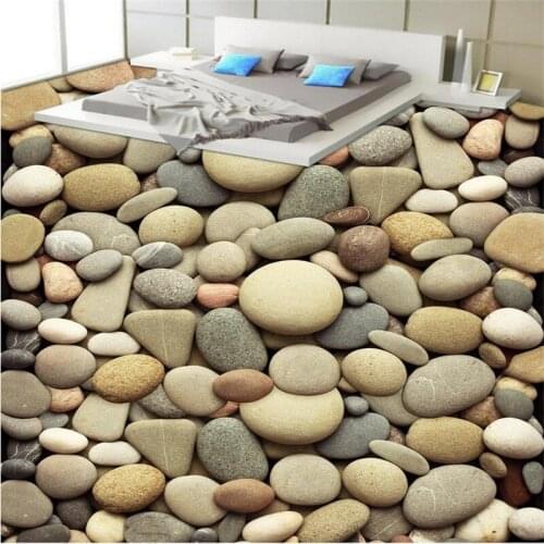 Wellyu Customized large personality floor pvc mural beautiful pebble bathroom floor decoration painting wall papers home decor