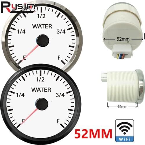 52MM WIFI Gauge Waterproof Water Level Meter Fuel Gauge Fit 0-0-180ohm/10-180ohm/180-10ohm/240-33ohm Water level sensor 9-32VDC