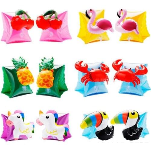 Children Summer Swimming Arm Float Ring Babys Swimming Rings Flamingo Crab Cherry Kids Swim Inflatable Natation Accessoire Qute