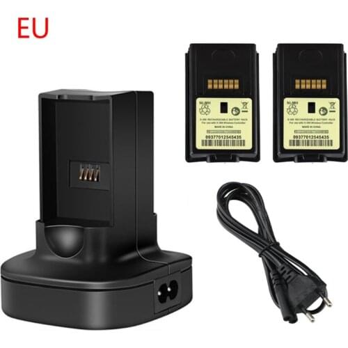 Dual Charger Charging Dock Station with Rechargeable Battery for X-box 360 Game Controller US/EU Plug Power Cord Wholesales