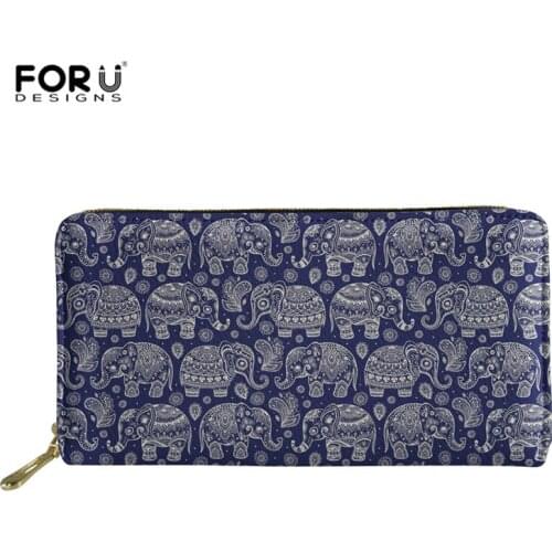 FORUDESIGNS 3D Elephant Pattern Women Long Wallet Casual Portable Shopping Women Men Handbag Wallet Billetera De Mujer