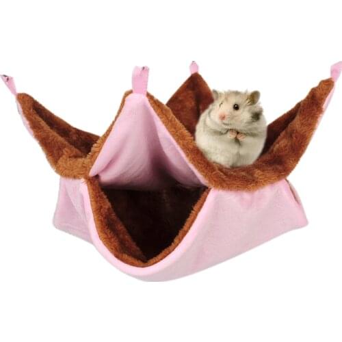 Warm Bed Rat Hammock Tree Beds Guinea Pig Hamster Cage Double Layer Hamster Hammock Plush For Hamster Nest Sleeping Bag Hanging