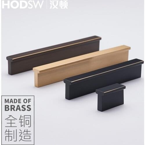 HODSW Brass Light Luxury Gold Knobs Furniture Handles Nordic Modern Wardrobe Dresser Cupboard Cabinet Drawer
