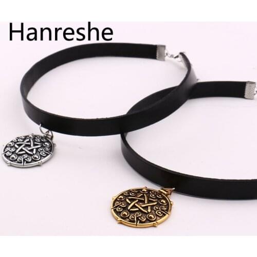 Witcher 3 Medallion 32cm+5cm Leather Choker Necklace the Wild Hunt Game Cosplay Jewelry Gothic Gold/Silver Color Pendant Women