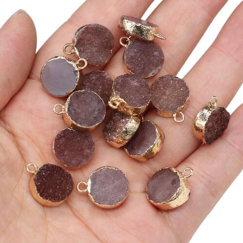 Natural Stone Crystal Cluster Pendants Round Shape Exquisite Charm For jewelry making DIY necklace Earring accessories