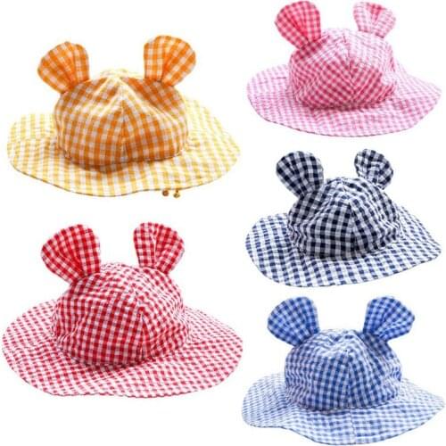Summer Lovely Bear Ear Pet Dog Hat Lattice Cats Dogs Caps Adjustable Puppy Kitten Sun Hats Pet Accessories Chihuahua