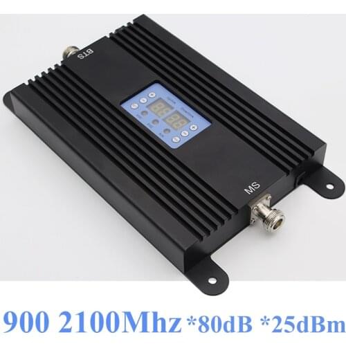 Lintratek 80dB AGC GSM Repeater 900Mhz 3G 2100 Signal Booster 900 2100 Dual Band 2G 3G Repeater Mobile phone Amplifier AGC MGC