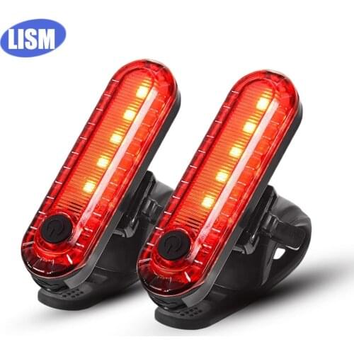 LISM 2PCS USB Bicycle Tail Light 330 Mah Bike Lights 4 Modes Rechargeable Safty Taillight Warning Lights Flashlight for Seatpost