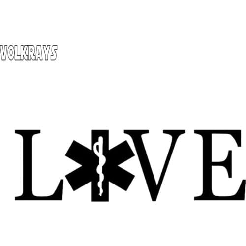 Volkrays Fashion Car Sticker Love Emt Decal Paramedic Ambulance Accessories Reflective Vinyl Black/Silver,3cm*14cm