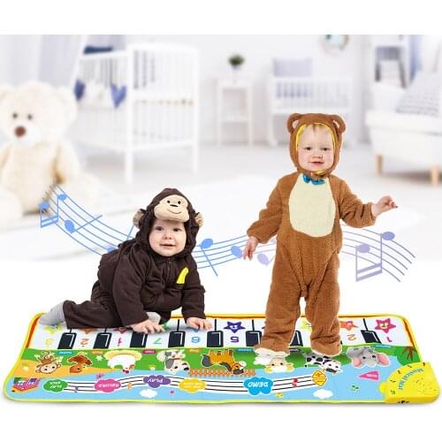 Cartoon Animal Theme Musical Mat Piano Carpet with 10 Keys Baby Play Mats Rugs Early Educational Toys Birthday Gift for Children