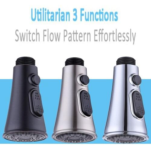 Food smoked pull head basin faucet accessories trumpet-shaped button switch can suspend water-saving shower nozzle