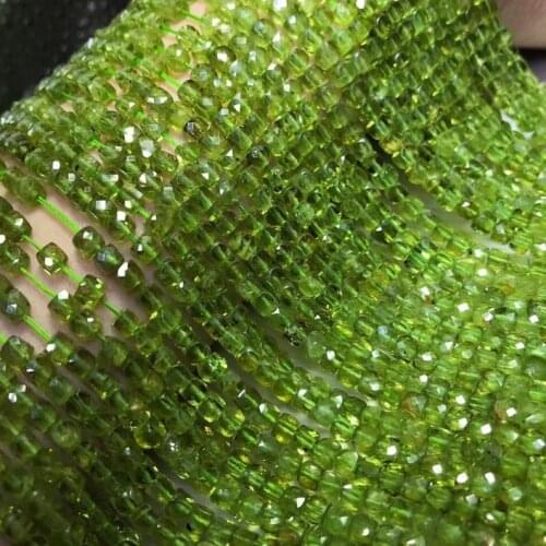 Natural peridot stones hand cut crystal square beads green perle charm gemstone for needlework bricolage seed kralen