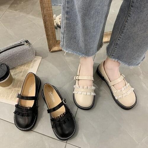 Spring New Fashion Korean Leather Shoes Womens Thick-soled Loafers Womens Shoes Moccasin Soft-soled Comfortable Womens Shoes