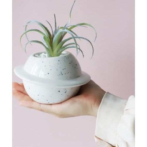 2021 New Style Mini Planet Shape Garden Ceramic Succulent Bonsai Flower Pot Office Home Desktop Balcony Yard Decor