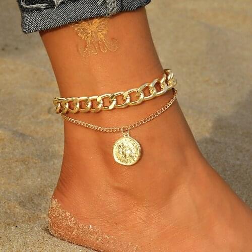 FNIO New Vintage Anklet Set Fashion Anklets For Women Multilayers Adjustable Anklet 2021 Bracelet On Leg Foot Beach Jewelry