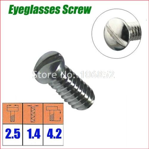 500pcs Size 2.5x1.4x4.2mm Eyewear glasses Optical Eyeglasses screw accessories Free Shipping