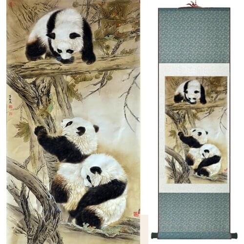 Pandas painting traditional Chinese Art Painting silk scroll panda art painting panda pictures19041902