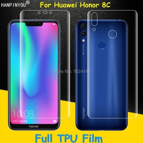 Front / Back Full Coverage Clear Soft TPU Film Screen Protector For Huawei Honor 8C 6.26" Cover Curved Parts (Not Glass)
