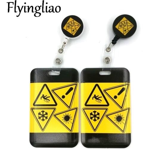Caution Sign Cartoon Retractable Badge Reel Lanyard Nurse ID Business Credit Card Work Card Badge Holder Office Student Clips
