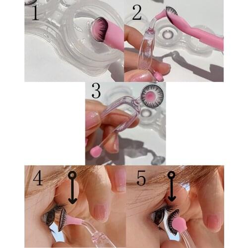 2PCS/set Eye Care Contact Lenses Inserter Remover Silicone Soft Tip Tweezer Stick Case Set Contact Lenses Wearing Tools