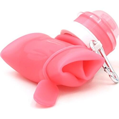600ML Collapsible Silicone Water Bottle with hook Leak Proof Portable Cup for Travel Sports Outdoor WHShopping