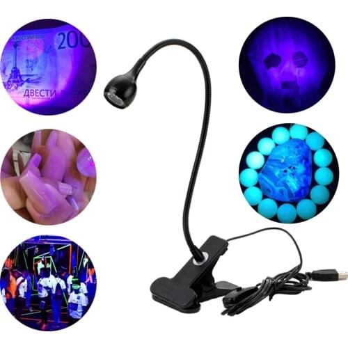 USB Led Desk Light Clip-On Flexible Bright Led UV Lamp Adjustable Glue Nail Dryer Gel Nail Curing Cash Medical Product Detector