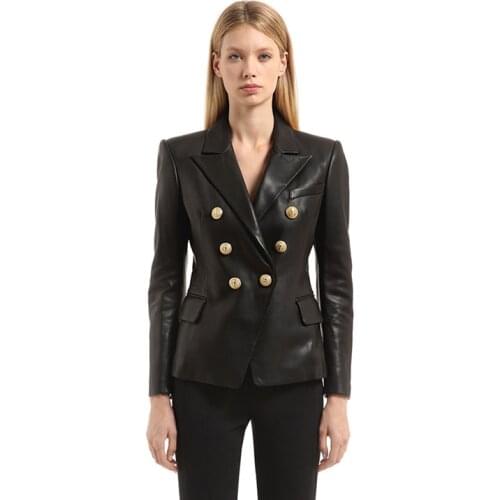 2021 Autumn OL elegant sheepskin Real leather Womens High quality genuin eleather Blazers jackets C250