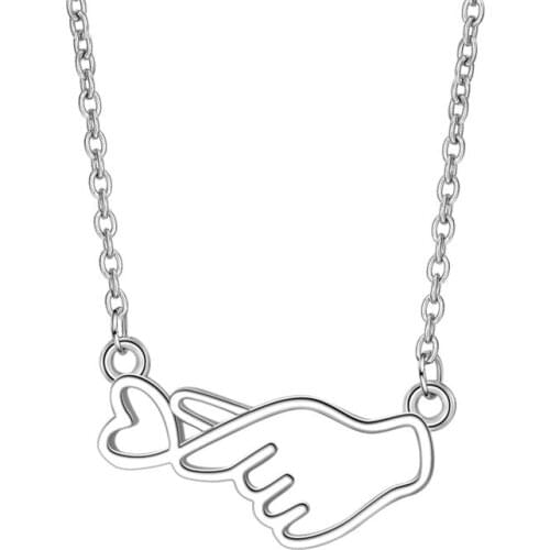 TJP Top Quality 925 Sterling Silver Necklace For Women Jewelry Girl Fashion Heart Hand Pendants Necklace For Lady Lovers Gift