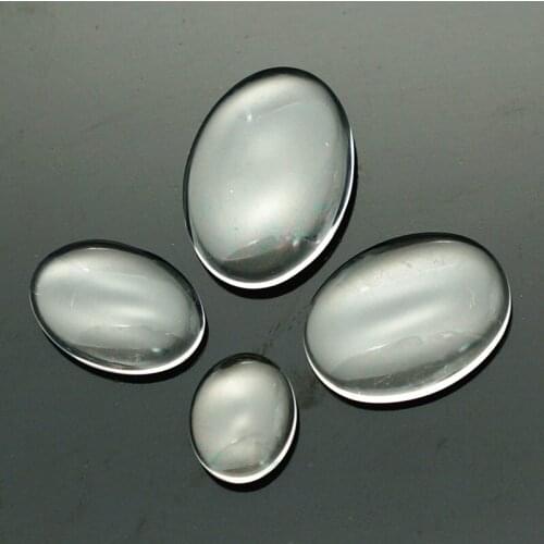 Hot sale 10pcs 8x10mm/13x18mm/18x25mm/25x35mm Clear Oval Transparent glass cabochon demo flat back Making findings
