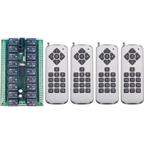 1000m DC12V 24V 18CH Wireless RF Remote Control Light Switch 10A Relay Output Radio Receiver Module+Transmitter/garage/shutters