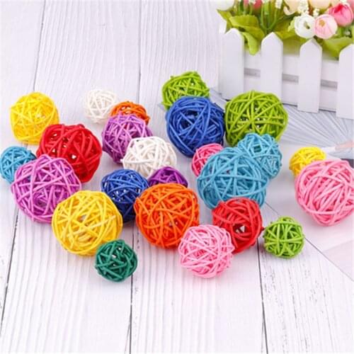 20pcs/bag 3cm Baby Shower Rattan Ball New Year Christmas Decoration Rattan Wicker Balls Party Decoration DIY Sepak Takraw Balls