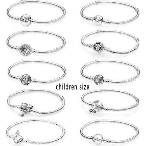 2019 NEW 100% 925 Sterling Silver Lovely Bracelet Rose Gold Clear CZ Charm Bead Fit Small Girl DIY Jewelry Send Blessing Gift