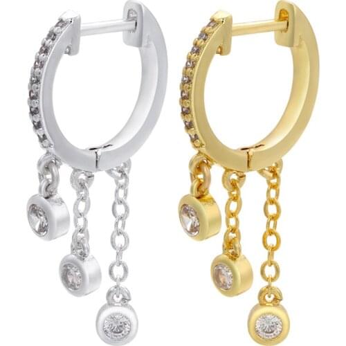 2021 New Style Inlaid Zircon of Fashion Pendant Tassel Drop-Shaped Jewelry Charm Earrings Woman Wholesale