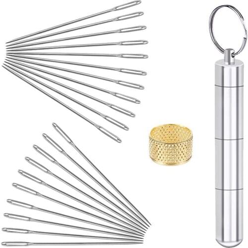 21 PCS 1.58in Large Eye Sewing NeedlesSewing Sharp Needles Handmade Leather Needle Embroidery Thread Needle